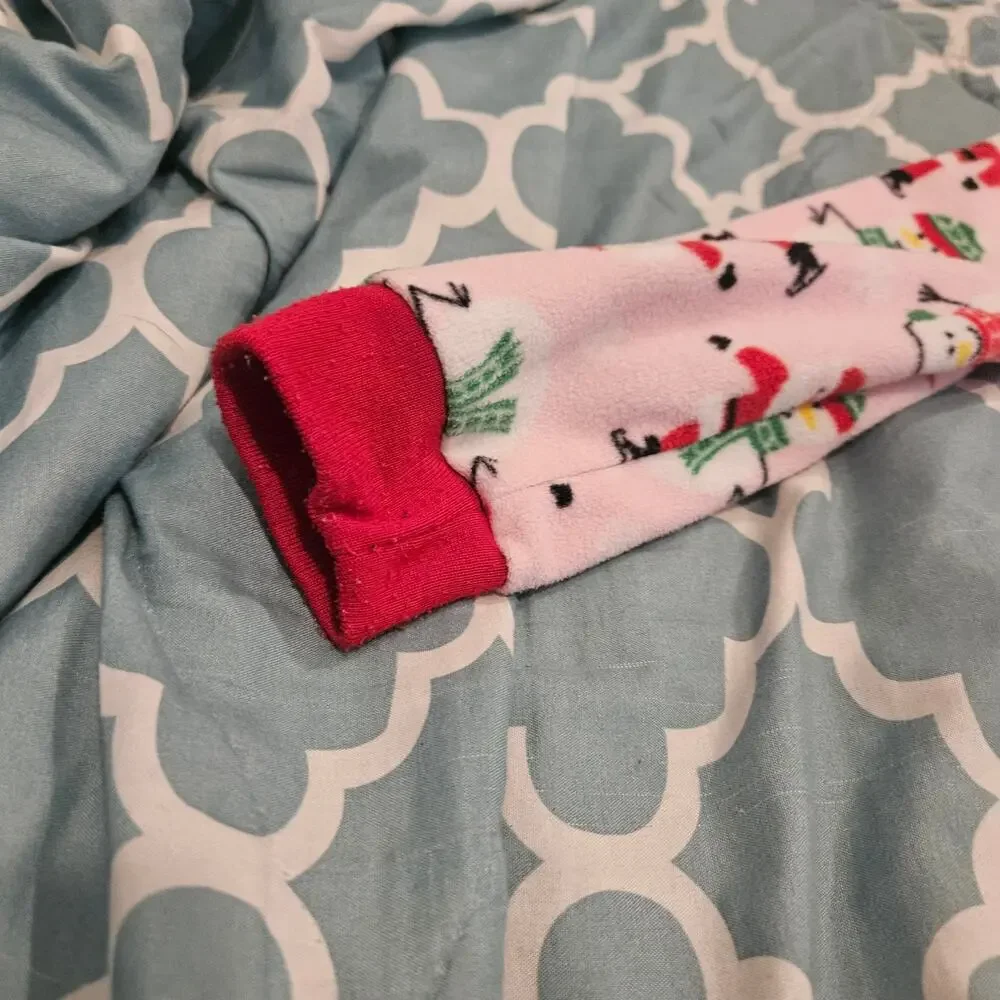Carter’s 24M Christmas Fleece Footed Pajamas Pink Santa Snowman Sleeper Girls